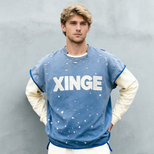 Camiseta de Manga Larga Personalizada, de Algodón Grueso de 230 g/m², con Estampado Gráfico, Estilo Oversize, Lavado Ácido, Estilo Urbano, Vintage, Desgastada, de Doble Capa - Product Image 1