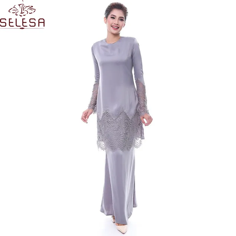 تصميم رائع بالجملة الساري الرباط الحديثة تصميم الملابس الإسلامية Moden الدانتيل تصاميم Baju Kurung ماليزيا