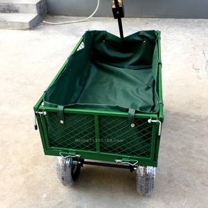 Carrello da Giardino a 4 Ruote Resistente Capacità 350kg con Recinzione Rimovibile in Rete Metallica Piattaforma Multiuso - Product Image 4