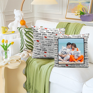 40x40cm Sublimation I <strong>LOVE</strong> YOU Words Pattern Peach Skin <strong>Pillow</strong> Case Blank Custom Romance Couple <strong>Pillow</strong> Sham for Valentine's Day - Product Image 5