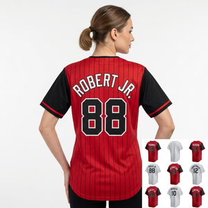 Maillot de baseball personnalisé à rayures, chemise de softball brodée avec nom et numéro, vêtements d'équipe unisexes - Product Image 1