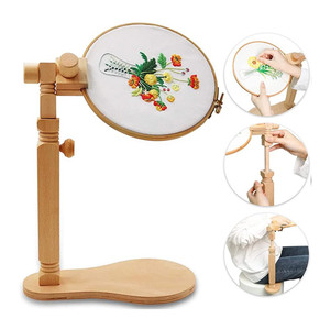 Adjustable Rotatable Hands Cross Stitch Stand Wood Embroidery Hoop Holder for Sewing Needlework Projects