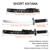 Ensemble de 3 pièces personnalisable OEM, katana en bois décoratif avec motif de dragon, épée en bois jouet, épée de samouraï pour la vente en gros