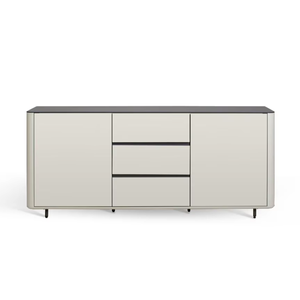 Credenza Moderna Minimalista con Piano in <span class=keywords><strong>Vetro</strong></span>, Mobile da Soggiorno con 2 Ante e 3 Cassetti - Product Image 1