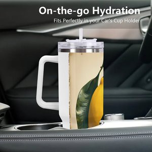 Personalized Stainless Steel Outdoor <b>Thermos</b> <b>Cup</b> Insulated Metal Tumbler 40oz With Lemon Design - Product Image 2