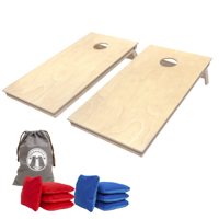 Ensemble de planches de cornhole en contreplaqué de bouleau naturel, bois brut à peindre soi-même, 8 sacs de haricots avec cordon de serrage, jeu de lancer d'extérieur