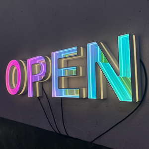 Custom OPEN <b>LED</b> RGB Neon <b>Letter</b> Infinity Mirror Sign Mirror Effect Multi Color Display Wall Mount Decoration for Event Party - Product Image 2