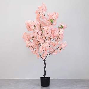 Árbol de flor de <span class=keywords><strong>cerezo</strong></span> artificial en maceta Rosa <span class=keywords><strong>Sakura</strong></span> bonsái para jardín/Decoración de Casa de Té plantas artificiales en maceta para dormitorio - Product Image 1