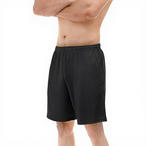 Shorts de sport pour homme, séchage rapide, respirants, écologiques, noirs, taille élastique, mi-longs, 100% polyester - Product Image 1