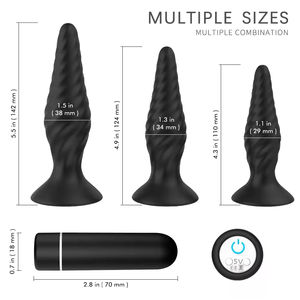 Juego de 3 Juguetes Sexuales de Silicona con Vibración y Electroestimulación, Tapón Anal, Ropa Interior para Parejas, Sexo Anal - Product Image 3