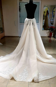 Precio de fábrica de alta calidad nuevo vestido de novia Sexy romántico luz gasa encaje extraíble fregona para novia - Product Image 5