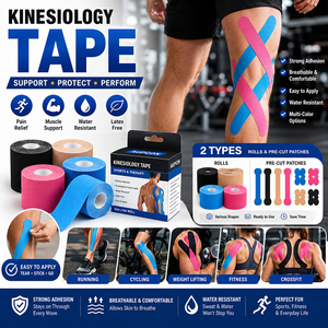 Cinta Kinesiológica Deportiva Xingda Personalizada Precortada para Músculos y Tendones, Rollo de Cinta Transpirable e Impermeable para Todo el Cuerpo - Product Image 1