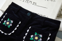 Pantalones de Pana de Pierna Ancha con Bolsillos Bordados, Estilo Prairie Chic, 100% Algodón Ecológico, Otoño-Invierno 2025