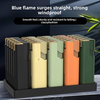 Briquet à flamme jet anti-explosion et coupe-vent, 1300 ° Briquet d'extérieur minimaliste rechargeable en métal et silicone épaissi C Blue Flame avec logo