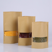 Pochette autoportante en papier kraft écologique et recyclable avec fenêtre, imprimée sur mesure, étanche et de qualité alimentaire