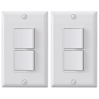 Interruptor de Pared Combinado ELEGRP, Dos Interruptores Basculantes de un Polo para Uso Residencial, Salida de Fábrica, 15A 120V, Autoconectado a Tierra