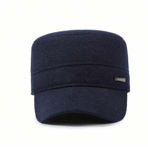 2025 New Arrival Warm Fleece Lining Winter <b>Flat</b> Top Baseball <b>Cap</b> Outdoor Travel Casual Thickened Captain for <b>Men</b> - Product Image 3
