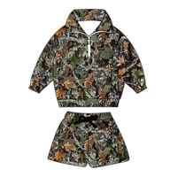 Ensemble 2 pièces camouflage pour tout-petits garçons : Sweat-shirt à manches longues et col montant semi-zippé et short décontracté – Vente en gros