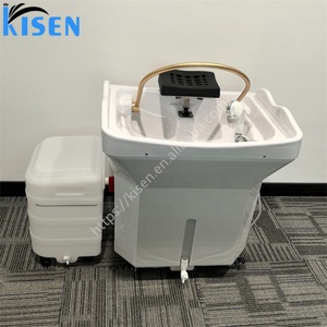 อ่างสระผม Kisen สีขาวดำ แบบไม่มีท่อ พร้อมเครื่องอบไอน้ำ สำหรับร้านทำผมและสปา - Product Image 4