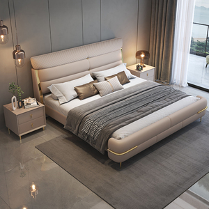 Muebles de Dormitorio Modernos de Madera de Lujo, Camas Tapizadas Suaves, Estructura de Cama Doble Tamaño Completo con Almacenamiento, Diseños Simples y Elegantes - Product Image 5