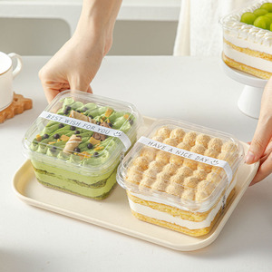 Plástico de grado alimenticio reutilizable transparente cuadrado vacío cubierto tiramisú pastel y postre caja de embalaje para hornear - Product Image 2