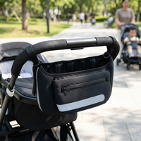 Sac Organisateur Universel pour Poussette en Polyester OEM avec Porte-Gobelets Isothermes, Pochette Zippée Amovible et Grande Capacité de Rangement