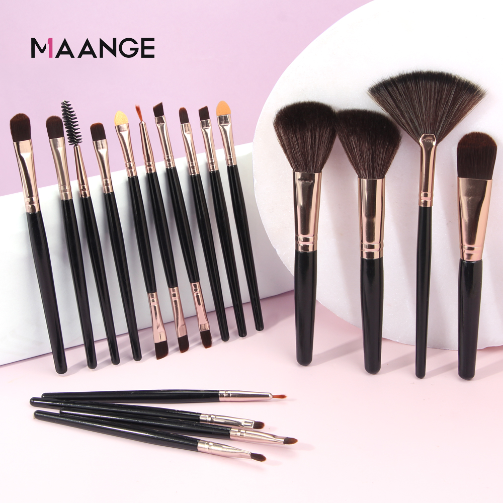 MAANGE Face Eye Makeup Brushes 18pcs Best Pro Vegan Luxury Professional Custom Logo Soft Private Label Makeup Brush Set