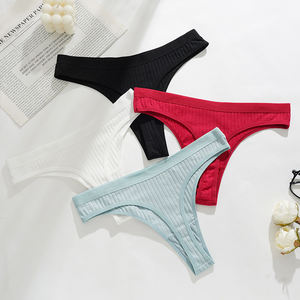 سروال داخلي نسائي مثير خالص اللون سراويل داخلية رياضية للفتيات من القطن مخطط - Product Image 1