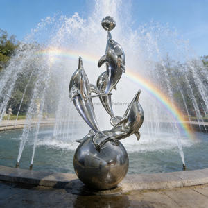 تمثال دولفين مخصص من الفولاذ المقاوم للصدأ - ديكور مائي OEM/ODM للحدائق الساحلية وعروض الأحواض المائية - Product Image 3