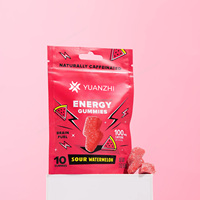 Marque privée 10 pièces Gummies énergétiques véganes saveur Blue Razz à action rapide avec caféine, Ashwagandha, extrait de thé vert et vitamine C