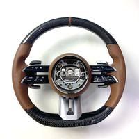 Convient pour Mercedes AMG a B C E GLS GLA S C63 W205 W204 W213 2012-2021 Volant sport en fibre de carbone cuir marron
