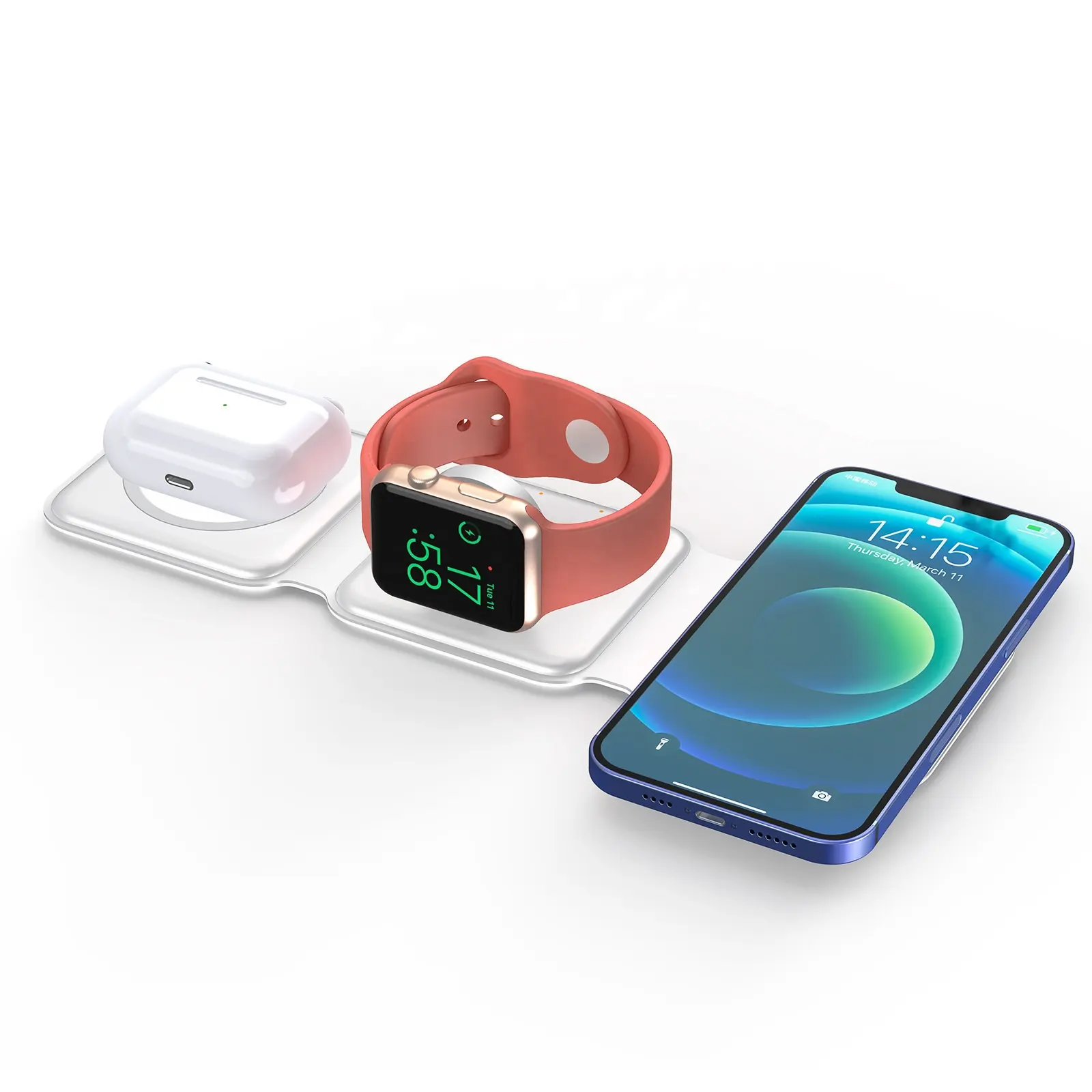 Promotional Fast Charging 15W Wireless Charging Station Magnetic Wireless Charger 3 in one for iPhone iWatch iPod