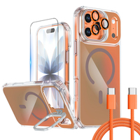4 in 1 Combo Gradient Magnetic Protective Case HD Screen Film Integral Lens Cover Type C Cable Kit untuk iPhone 18 Pro Max