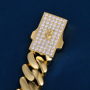 Braccialetto a catena cubana ghiacciato personalizzato in fabbrica 15MM Real S925 argento 9k 10K 14k 18k bracciale Miami in oro bianco pieno - Product Image 3
