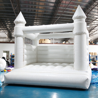 Château gonflable commercial blanc avec toboggan et piscine à balles, ensemble d'équipements de jeu souple en PVC de haute qualité, très demandé pour enfants