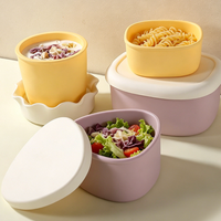 Boîte à lunch en silicone résistante aux hautes températures avec couvercle, pour micro-ondes et conservation au réfrigérateur, idéale pour le travail