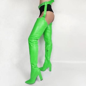 Special Style Design Women Winter Boots Over the Knee High Chunky Heels Zipper Decorate Solid Pointed Toe Beauty Sexy <b>Shoes</b> - Product Image 4