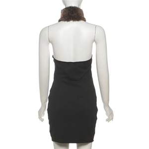 Vestido casual de moda boutique popular, tejido de felpa sólida, sin mangas, mini, sexy, sin espalda, ajustado al cuerpo. - Product Image 4