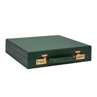 Coffret cadeau Mahjongg vintage personnalisé étui en cuir de doublure en daim vert émeraude de luxe pour ensemble Mah-jong