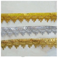 Ruban en dentelle métallique dorée triangulaire de 3 cm de large pour accessoires de vêtements DIY, garnitures de bordure rembourrées, textiles de maison