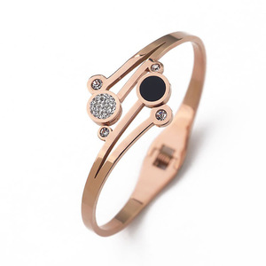 Rose Gold Bracelet With Zircon Accents Geometric Design For Women Party Jewelry - Product Image 5