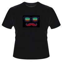 T-shirt unisexe 2022, estival et lumineux avec LED, panneau illuminant, pour homme et femme, avec son usagé, pour soirée Rave