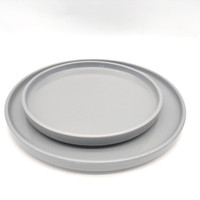 Service de table en céramique écologique de 16 pièces avec motif végétal, assiettes noires pour les mariages et les fêtes