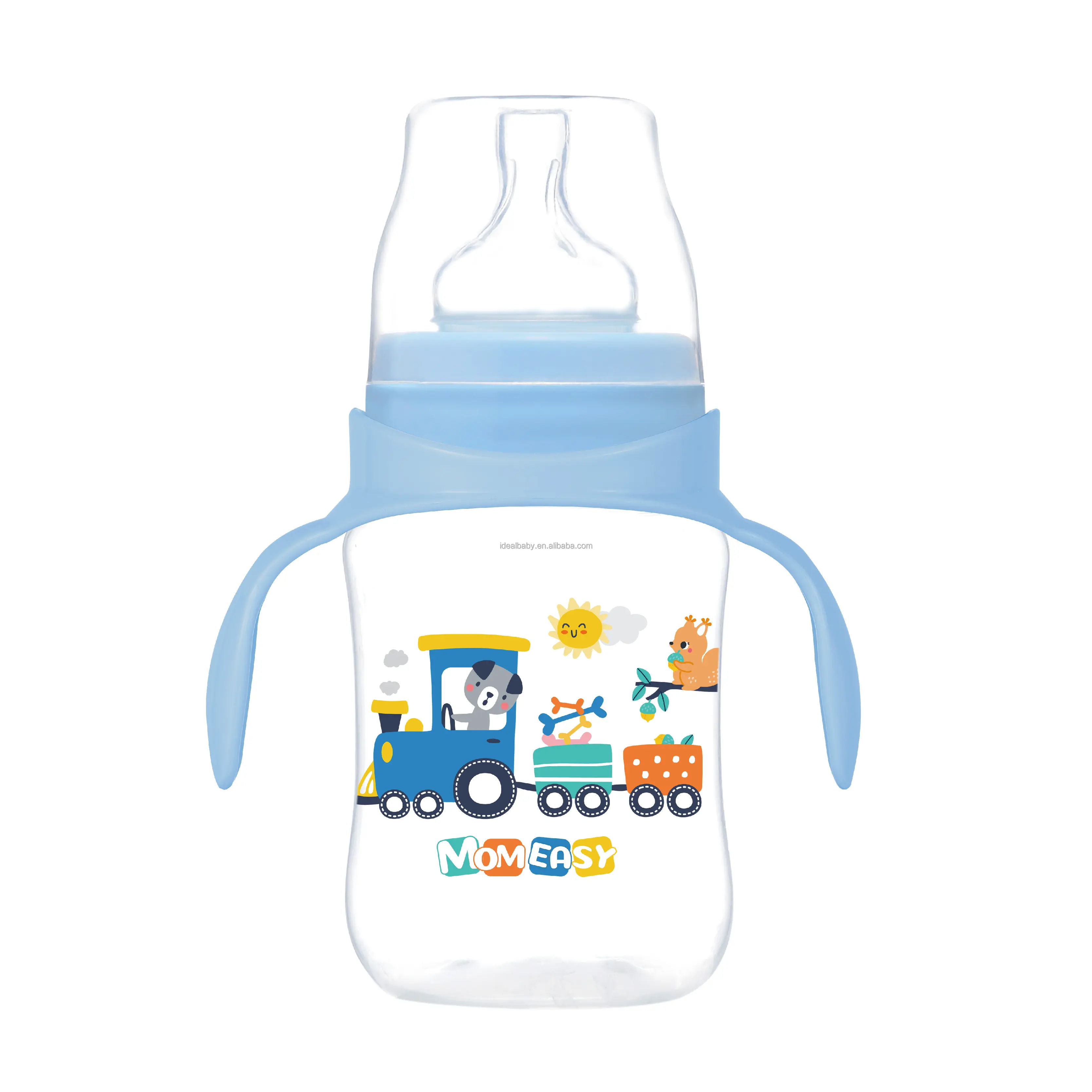 Diskon besar 8oz/240ml PP leher lebar botol susu bayi dengan pegangan ganda, botol bayi, botol susu bayi bebas BPA