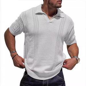 Nouveau design – <span class=keywords><strong>Polo</strong></span> en maille pour homme à manches courtes, col en V, coupe ample, couleur unie, motif squelette - Product Image 6