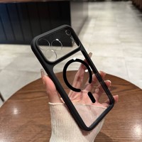 Coques de téléphone transparentes avec protection d'objectif pour iPhone 17 18 15 14 Pro Max 16 Plus – Étui arrière magnétique antichoc transparent