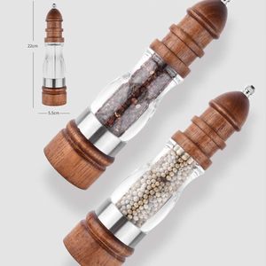 Moulins à sel et à poivre manuels en bois Réglable Cuisine Barbecue Dispositifs de broyage d'épices Différents niveaux de finesse - Product Image 2