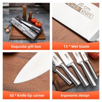 Ensemble de couteaux de cuisine tout en acier à cinq pièces, couteaux de cuisine en acier inoxydable d'exportation et couteaux de cuisine