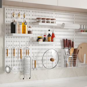 Organisateur mural LUYI <span class=keywords><strong>pour</strong></span> jeux de société, accessoires de rangement à crochets, panneau perforé mural noir, vente en gros - Product Image 1