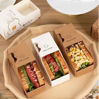 Boîte de hamburger à emporter de restauration rapide personnalisée en gros emballage en papier étanche pour sandwich à l'œuf pour gelée de sushi laminé mat gaufré